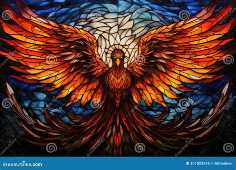 Phoenix Firebird Depicted in Stained Glass Window Stock Image - Image ...