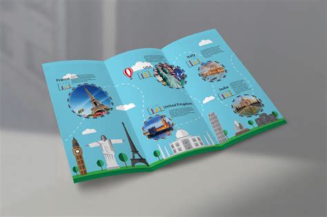 Tri-fold travel agency brochure - flat design :: Behance