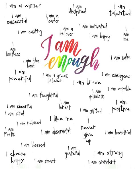 I am Enough Free Printable! | Positive affirmations for kids, Printable inspirational quotes ...