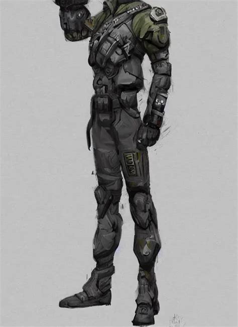 concept art proportion study of a futuristic soldier | Stable Diffusion