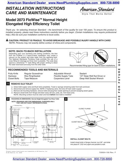 Installation Instructions - American Standard