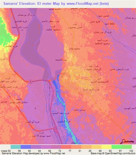 Elevation of Samarra',Iraq Elevation Map, Topography, Contour