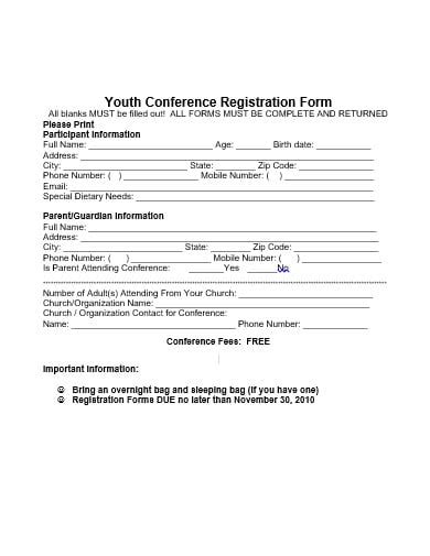 14+ Church Youth Registration Form Templates in PDF | DOC