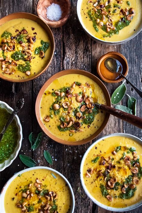 Roasted Pumpkin Soup with Hazelnut Sage Pesto - The Original Dish