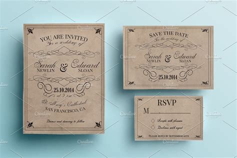 Vintage Wedding Invitation Pack | Creative Wedding Templates ~ Creative ...