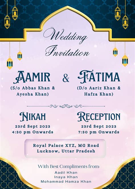 Muslim Wedding invitation Download – 1 page - Shaadi Vibes