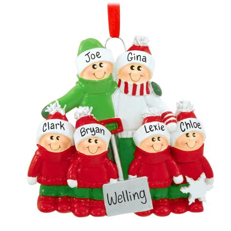 Personalized Family Of 6 With Snow Shovel Ornament | Christmas tree ornaments felt, Personalized ...