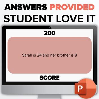 Algebra JEOPARDY Math Game - Grade 7 by Cindy Makes Learning Fun