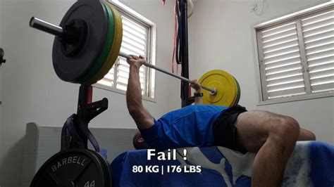 Bench Press - 80 KG | 176 LBS - PR attempt - YouTube