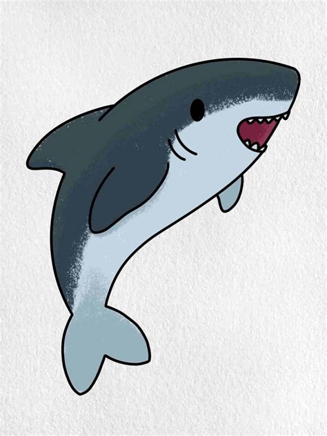 Shark Cartoon Drawing - HelloArtsy