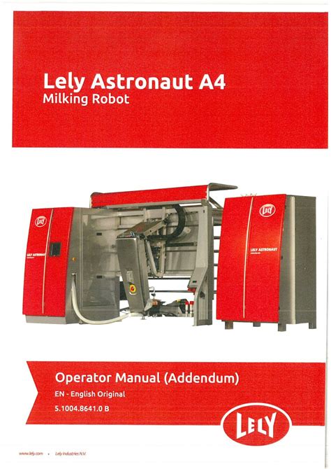 Lely Astronaut Milking Robot A4 Operators Manual