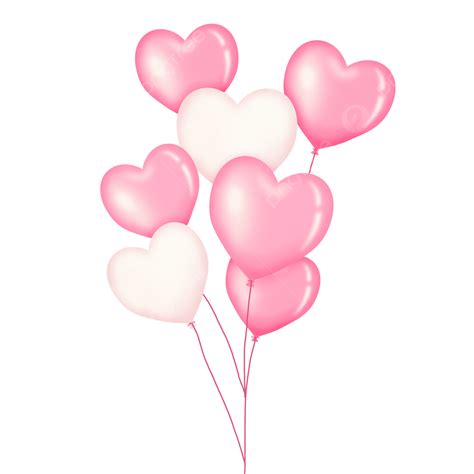 Heart Shaped Balloons Clipart Transparent Background, Cute Hand Drawn Cartoon Balloon Pink Heart ...