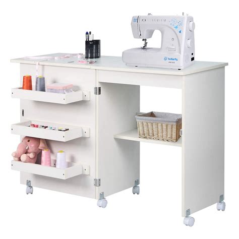 NSdirect Sewing Table, Folding Sewing Craft Cart&Sewing Cabinet Miscellaneous Sewing Kit Art ...