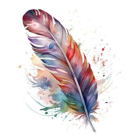 Premium AI Image | Fantasy watercolor colorful feather illustration