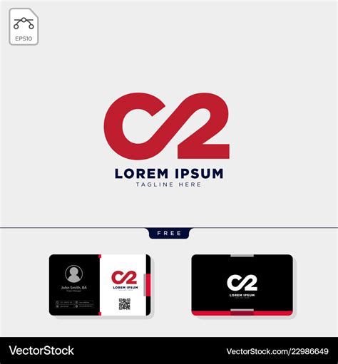 Minimal c2 logo template and free business card Vector Image