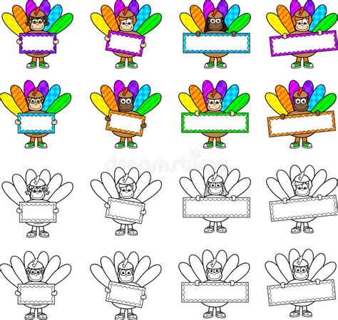 Thanksgiving Turkey Kids with Signs Stock Illustration - Illustration of kids, children: 60445463