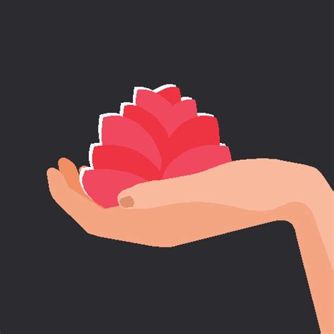 a person's hand holding a red object in the dark background, flat design