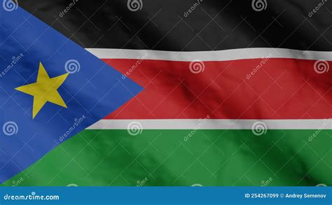 South Sudanese Flag Waving in the Wind. South Sudan National Flag. 3d Render. Stock Illustration ...