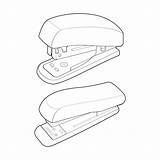 Set Of stapler In line Art Vector Style Isolated On White Background  sketch template