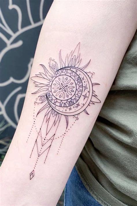 Moon And Sun Together Tattoo