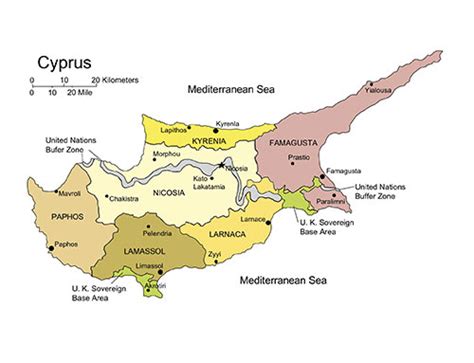 Cyprus Island PowerPoint Map, Administrative Districts, Capitals - MAPS for Design