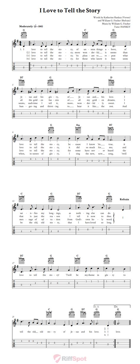 I Love To Tell The Story - Easy Guitar Sheet Music and Tab with Chords and Lyrics