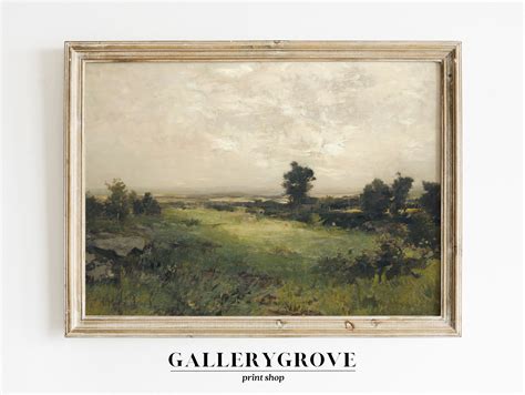 Country Oil Painting Vintage Landscape Print Farmhouse Wall Art Printed ...