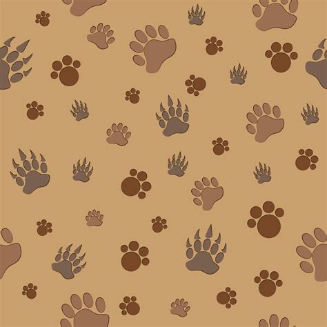 Bear paw pattern seamless vector on brown background , animal pattern ...