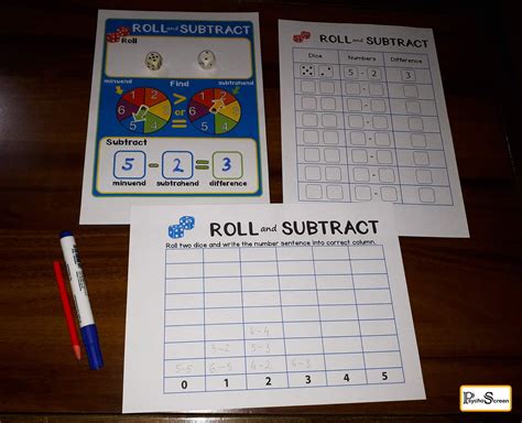 Math Game With Dice Roll and Add Roll and Subtract - Etsy