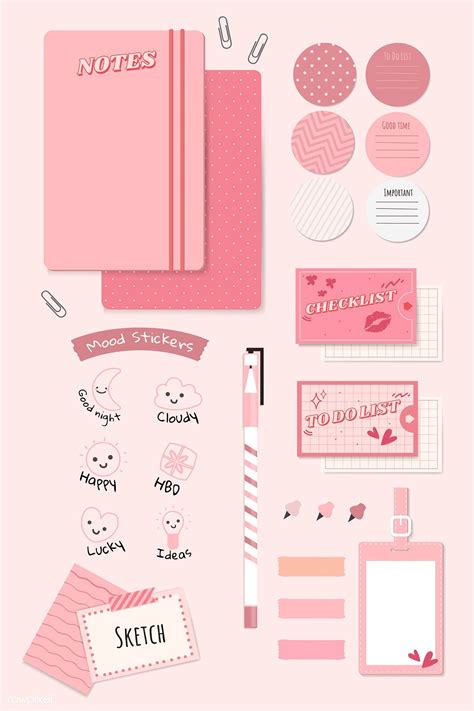 Pink stationery planner set vector | premium image by rawpixel.com ...