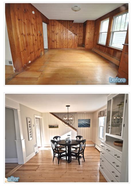 Knotty pine panelling transformed by paint. | Paneling makeover, Wood paneling makeover, Remodel ...