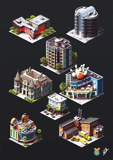 Isometric game graphics: City Island 4 on Behance | City island, City cartoon, Isometric