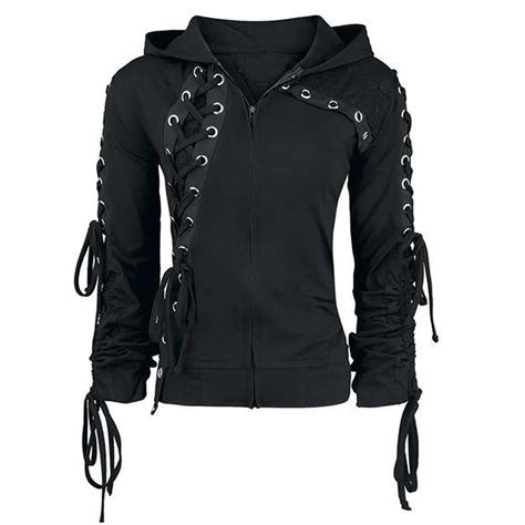 Kinikisss 2019 Gothic Women Hoodies Lace up Hooded Long Sleeve Casual ...