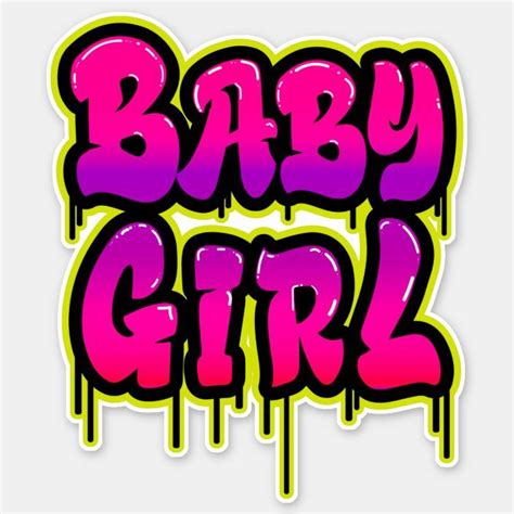 Baby Girl Dripping Word Art Spray Paint Pink Green Sticker | Zazzle.com Graffiti Text, Graffiti ...
