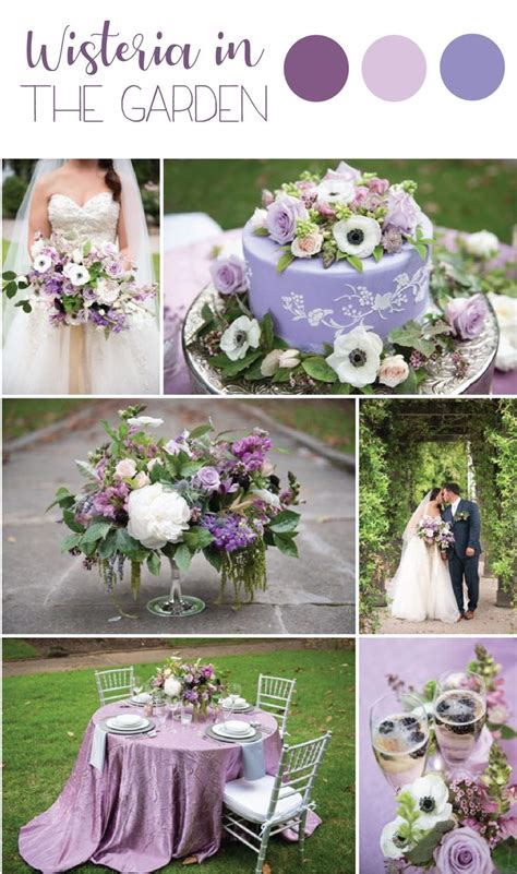 a collage of photos with purple and white flowers on the table, in different colors