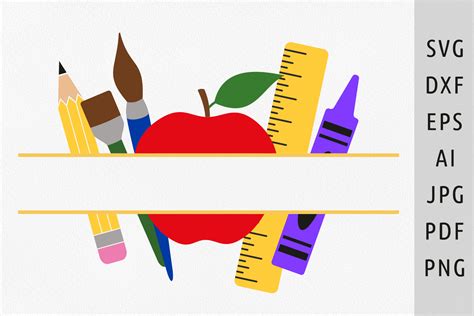 School Supplies Svg Apple Svg Monogram Grafik Von Julia's digital ...