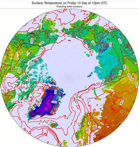 Arctic Surface Temperature on Thursday 07 Dec at 12am UTC