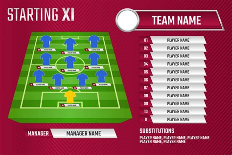 Football starting XI Soccer line up football graphic for soccer starting lineup squad 11114127 ...