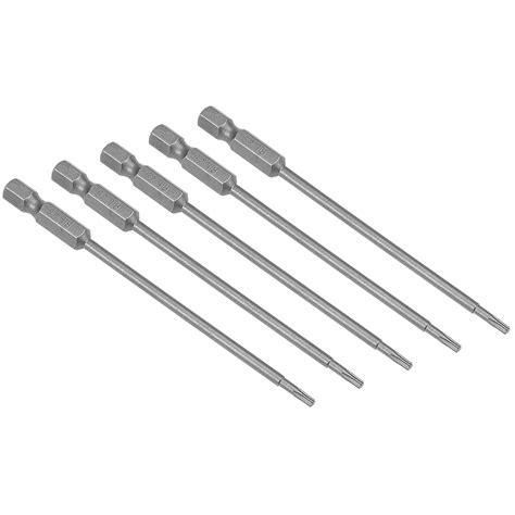 5pcs 100mm Long 1/4" Hex Shank T8 Torx Screwdriver Bits S2 High Alloy ...