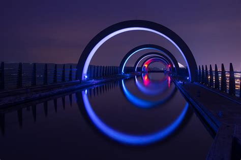 Falkirk Wheel Aqueduct at night Photograph by Craig Bennett | Fine Art America