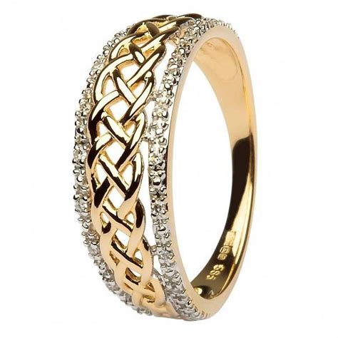 ShanOre 14k Yellow and White Gold Ladies Celtic Knot Diamond Ring # ...