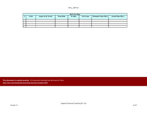 Excel Template: BCP Test Plan Template (Excel template XLS) | Flevy