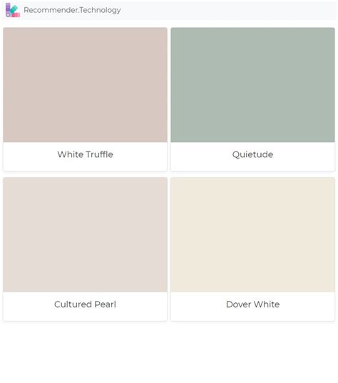 White Truffle, Quietude, Cultured Pearl, Dover White | Interior paint colors for living room ...