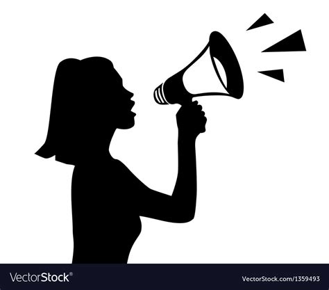 Shouting into a megaphone Royalty Free Vector Image