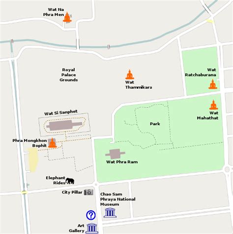 Ayutthaya Historical Park Map - Thailand For Visitors