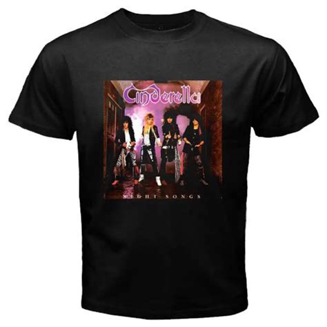 New Cinderella Band Night Songs Album Cover Men's Black T Shirt Size S to 3XL-in T-Shirts from ...