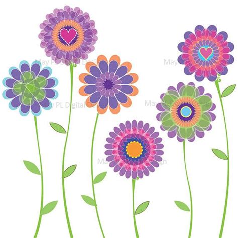 Spring Flowers Clipart Digital Clip Art Purple Floral Graphics | Etsy | Scrapbook flowers ...