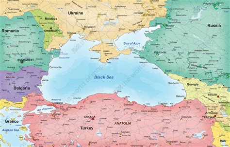 Digital Map Countries around the Black Sea 838 | The World of Maps.com