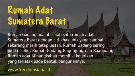 Rumah Adat Sumatera Barat - Nama, Ciri, dan Gambar | Freedomsiana