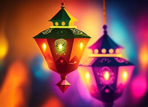 Premium AI Image | Indian Festival Diwali colorful Lantern for diwali festival